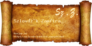 Szlovák Zamfira névjegykártya